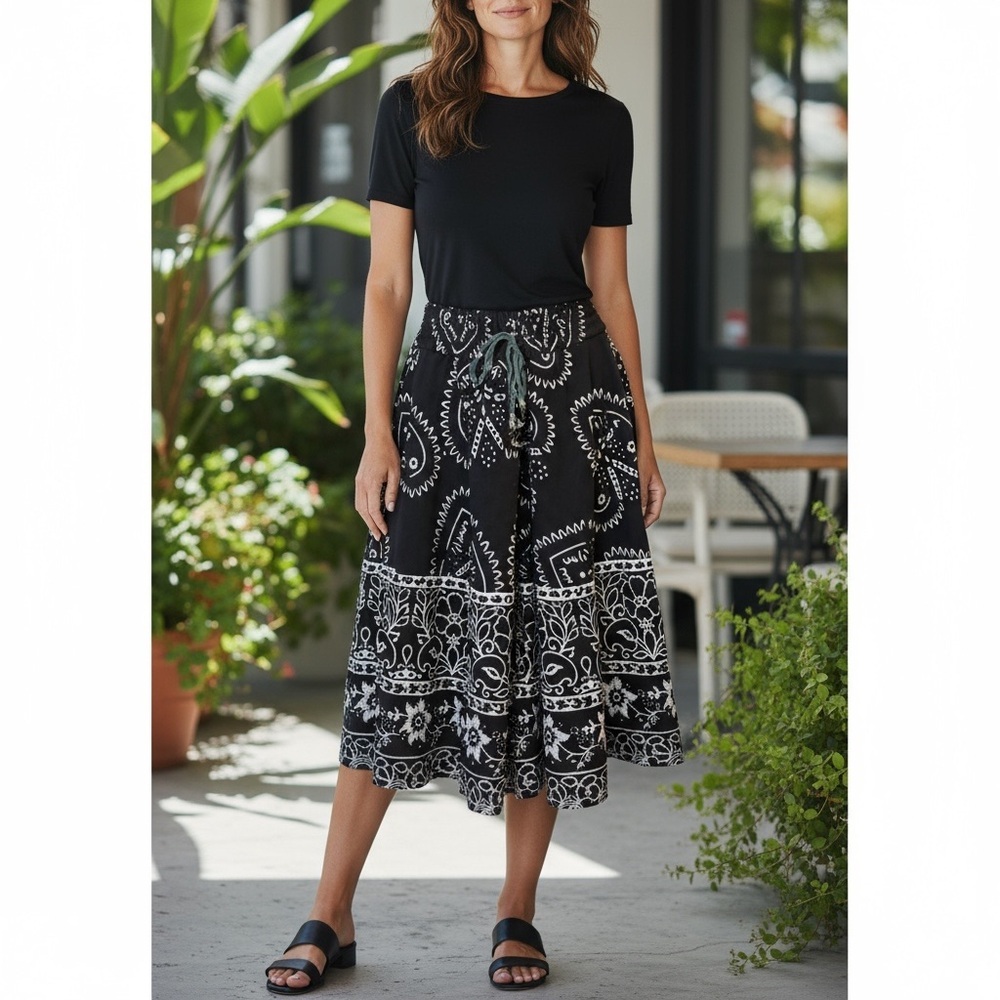 Vintage Black & White Circle Skirt